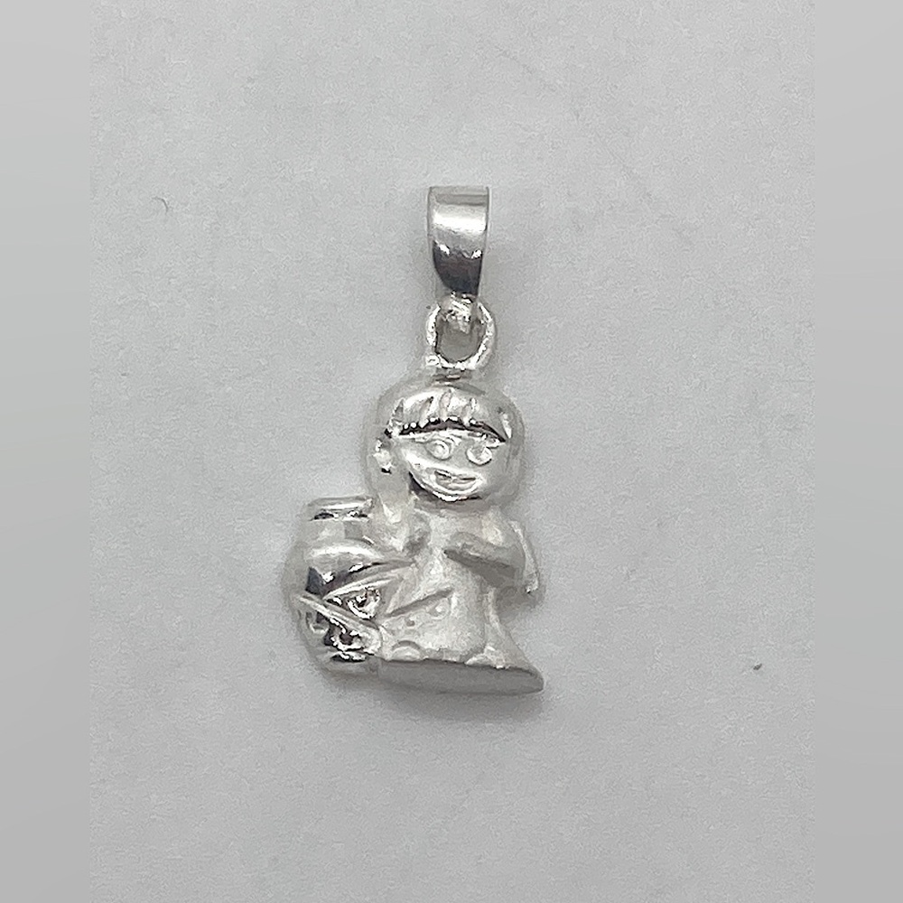 Vtg Sterling Silver 925 Aquarius Zodiac Charm Pendant | .8”